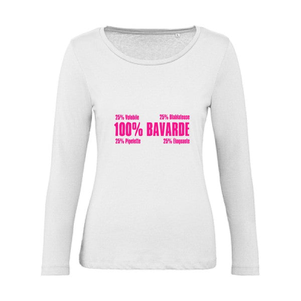 t-shirt Bavarde Rose Fluo |   T shirt manches longues femme|100% bio