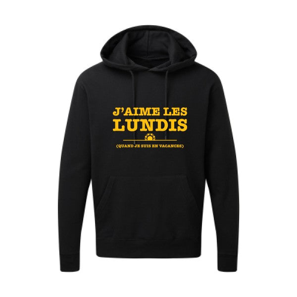 J'aime les lundis quand... jaune Or |Sweat capuche imprimé homme