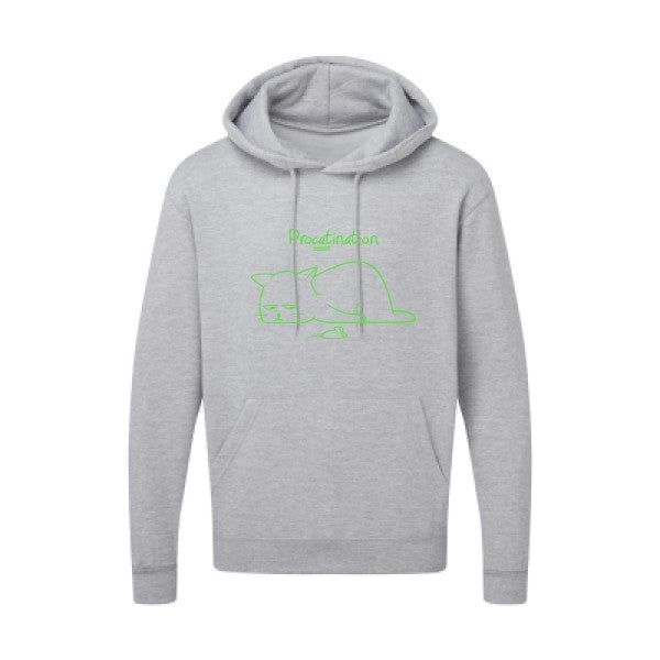 Procatination Vert fluo |Sweat capuche imprimé homme