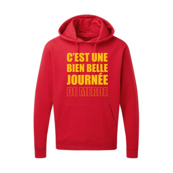 Journée de m... jaune Or |Sweat capuche imprimé homme