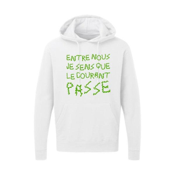 Entre nous, je sens que le courant passe ! |Sweat  capuche humoristique Vert pomme 