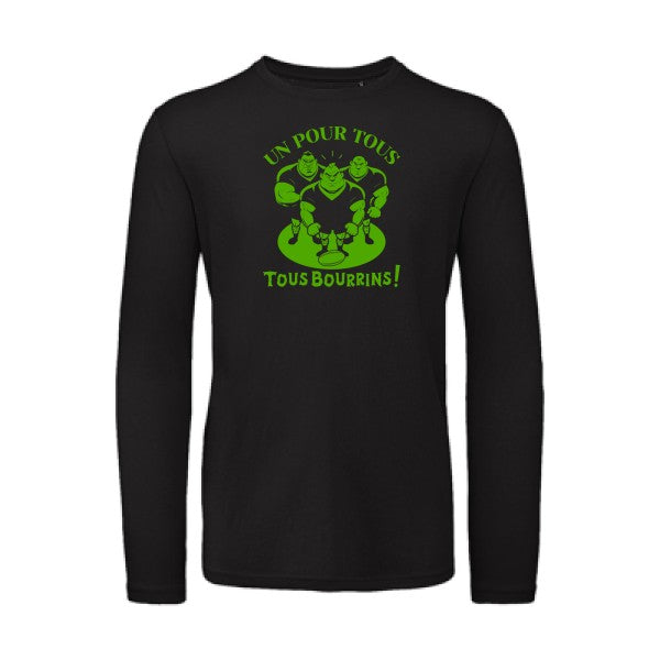 Un pour tous, Tous bourrins ! Vert pomme |T-shirt bio manches longues