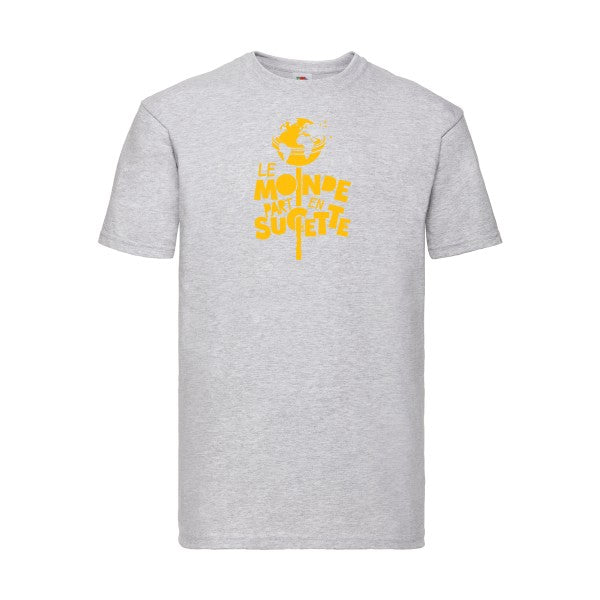 T-shirt|Le Monde part en Sucette |flex jaune Or| Fruit of the loom 205 g 