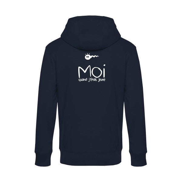 Moi-quand-j-etais-jeune sweat shirt original Navy Blue flex Blanc impression Dos