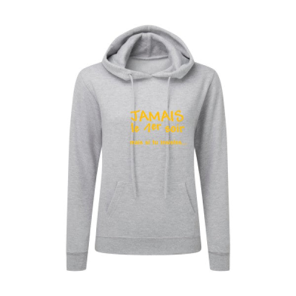 JAMAIS... jaune Or |Sweat original à capuche Femme