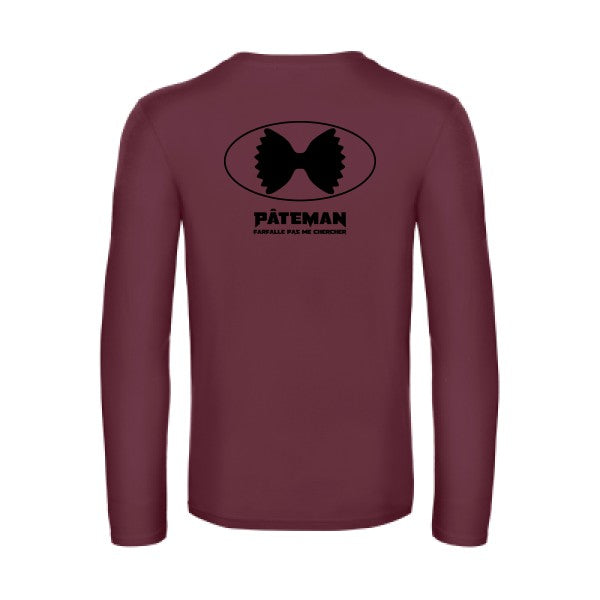 pateman - t shirt- manches- longues- original- humour- Burgundy impression Dos