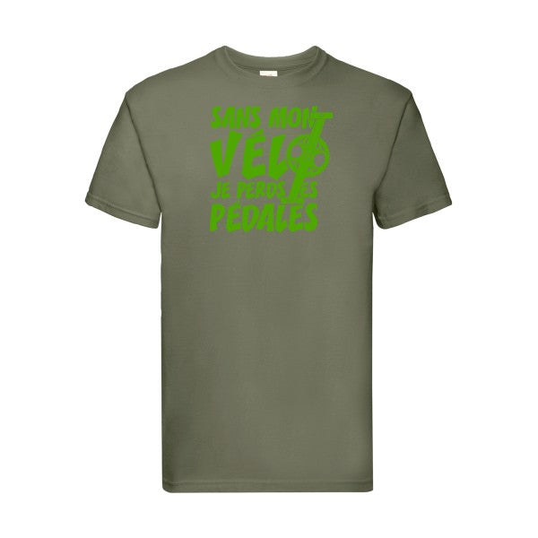 T-shirt|Sans mon vélo, je perds les pédales ! |Vert pomme|Fruit of the loom 205  G