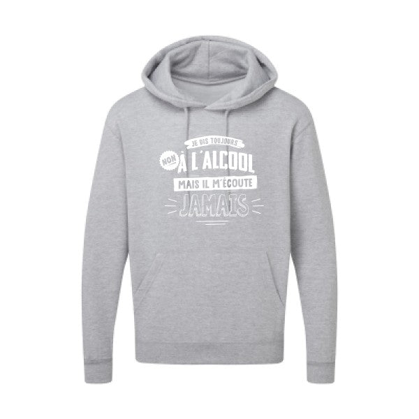 Non à l'alcool  |Sweat  capuche humoristique Blanc 