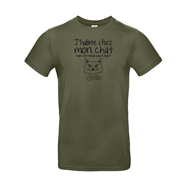 J'habite chez mon chatFlex noir - E190 T-shirt|Urban Khaki||2XL