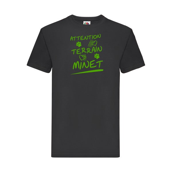 T-shirt|Attention Terrain Minet |Vert pomme|Fruit of the loom 205  G