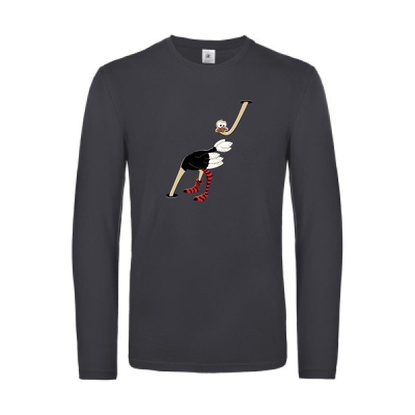 autruche-t-shirt-manches-longues-original-humour -Dark Grey