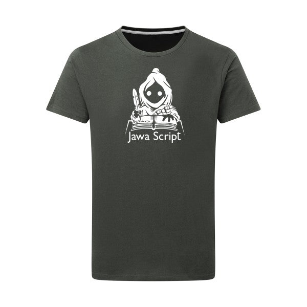 Jawa script Blanc -Flex Blanc sur T-shirt SG  Charcoal  5XL