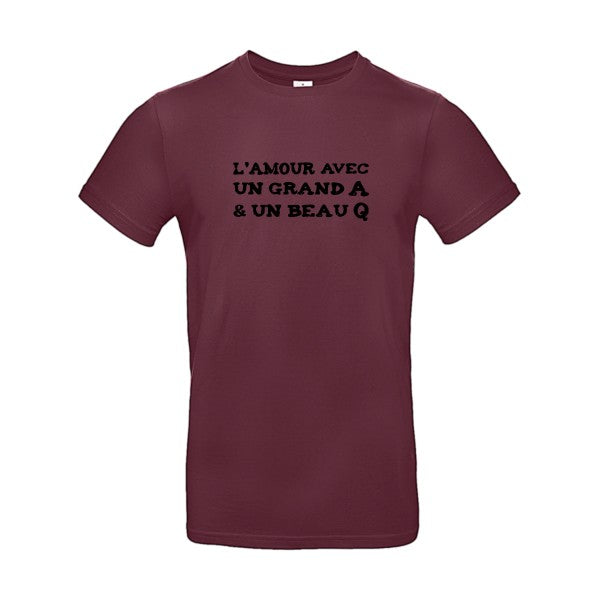 L'Amour avec un grand A et un beau Q ! flex noir B&C - E190 T-shirt|Burgundy||2XL