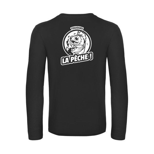 toujours la peche  - t shirt- manches- longues- original- humour- Black impression Dos