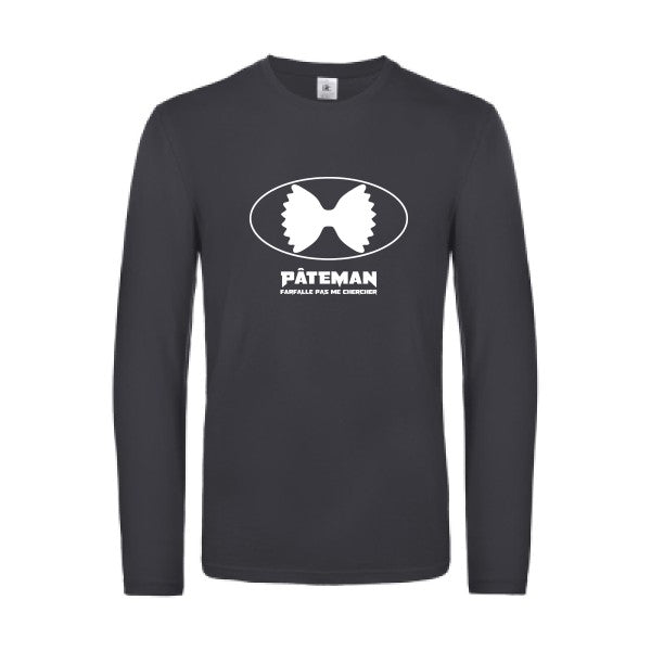 pateman - t shirt- manches- longues- original- humour- Dark Grey impression Face