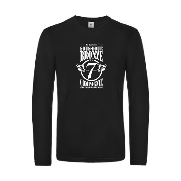 7eme compagnie crew - t shirt- manches- longues- original- humour- Black impression Face