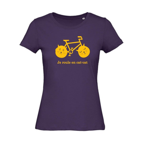 T shirt humour bio femme   femme bio|cat-cat bike jaune Or 