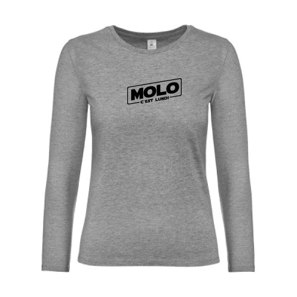t-shirt lsl femme Molo-c-est-lundi Sport Grey flex Noir