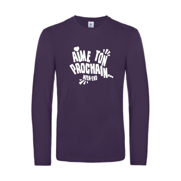 aime ton prochain  - t shirt- manches- longues- original- humour- Urban Purple impression Face