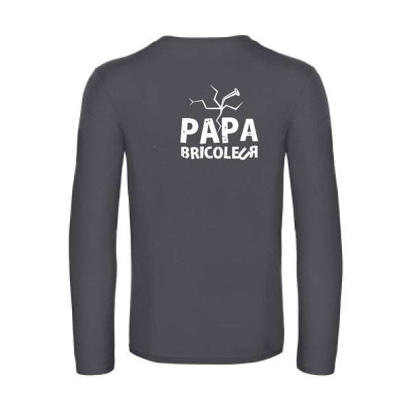 papa bricoleur - t shirt- manches- longues- original- humour- Dark Grey impression Dos