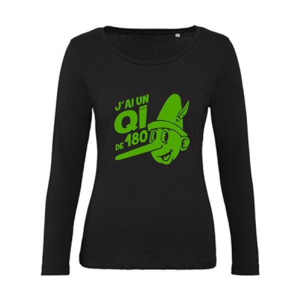 Quotient intellectuel Vert pomme |   T shirt manches longues femme|100% bio