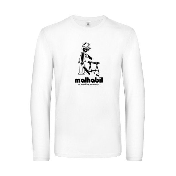 malhabil... - t shirt- manches- longues- original- humour- White impression Face