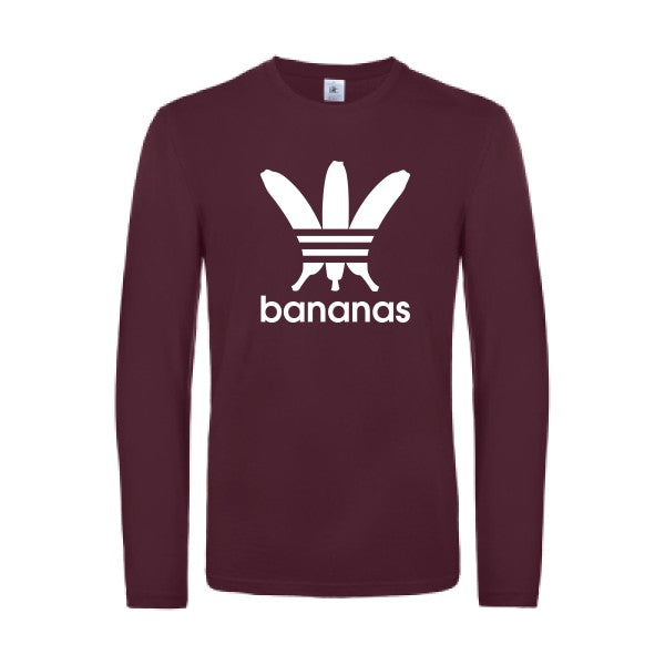 bananas - t shirt- manches- longues- original- humour- Burgundy impression Face
