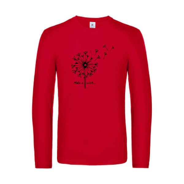 make a wish - t shirt- manches- longues- original- humour- Red impression Face