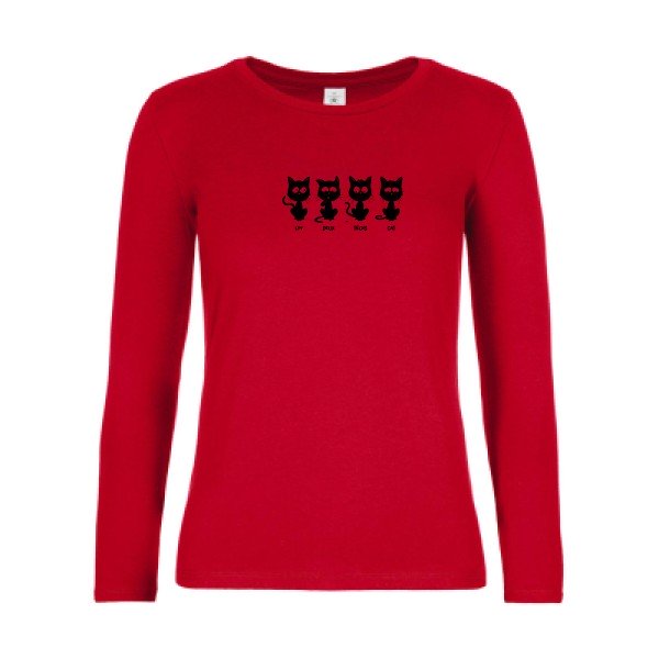 t-shirt lsl femme un-deux-trois-cat Red flex Noir