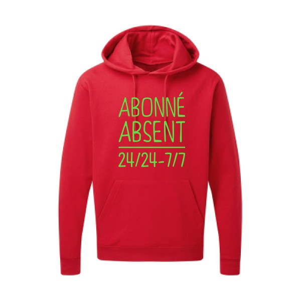 Abonné absent Vert fluo |Sweat capuche imprimé homme