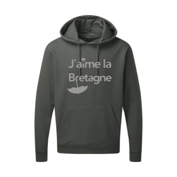 J'aime la Bretagne |Sweat  capuche humoristique Gris 