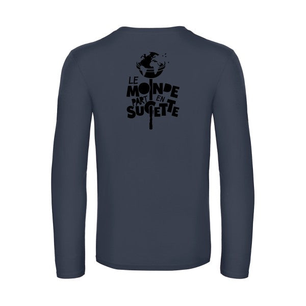 le monde part en sucette - t shirt- manches- longues- original- humour- Navy impression Dos