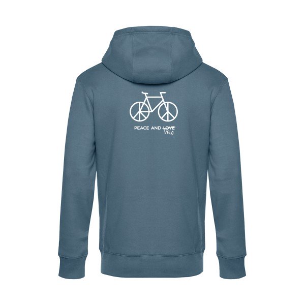 Peace-and-velo sweat shirt original nordic blue flex Blanc impression Dos