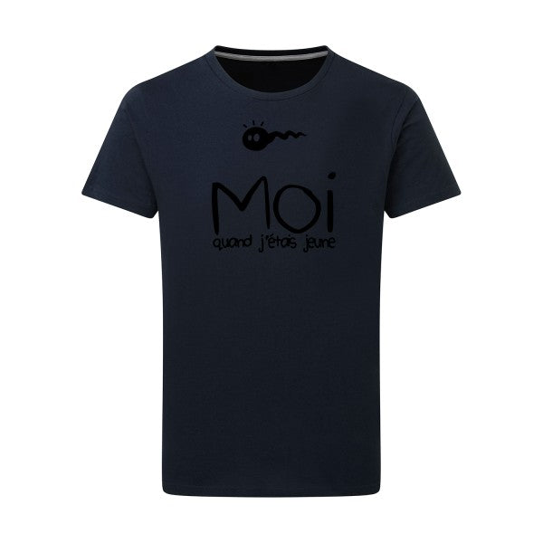 Moi, quand j'étais jeune noir -Flex noir sur T-shirt SG  Navy  5XL