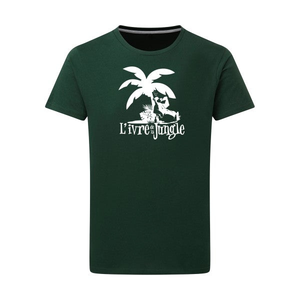 L'ivre de la jungle Blanc -Flex Blanc sur T-shirt SG  Bottle Green  2XL