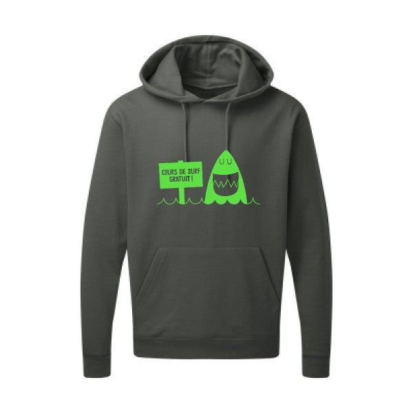 Cours de surf Vert fluo |Sweat capuche imprimé homme