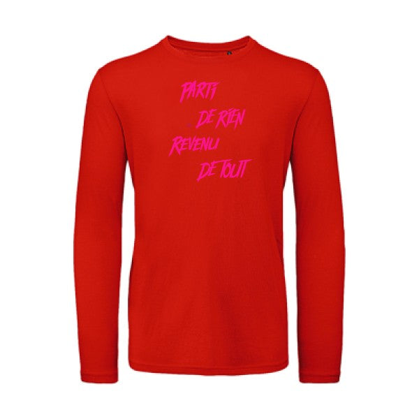 Parti de rien Rose Fluo |T shirt bio homme rigolo manches longues