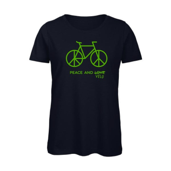 T shirt humour bio femme   femme bio|Peace and vÃ©lo Vert pomme 