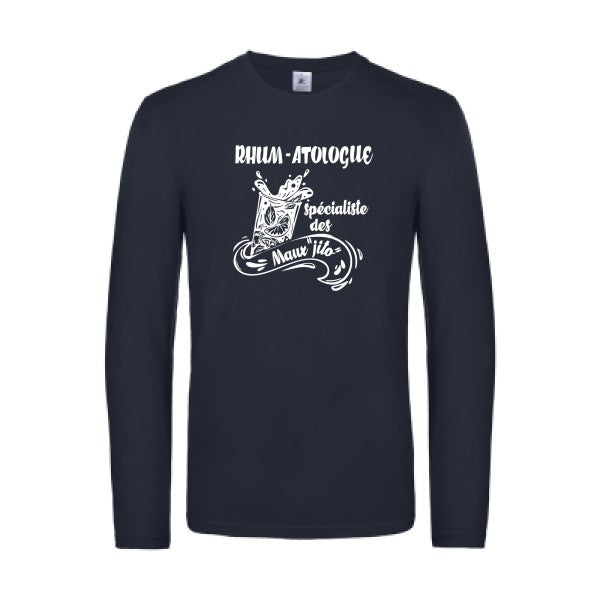 rhum atologue - t shirt- manches- longues- original- humour- Navy impression Face