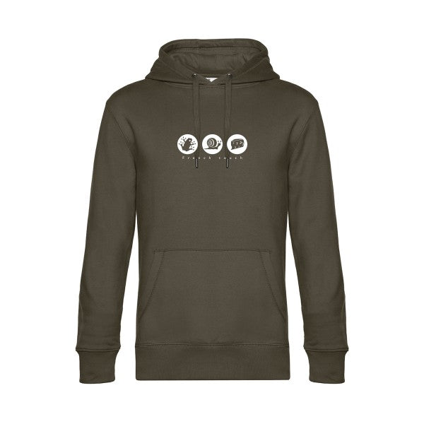French-touch sweat shirt original Khaki flex Blanc impression Face