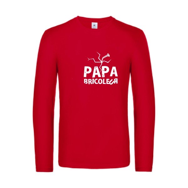 papa bricoleur - t shirt- manches- longues- original- humour- Red impression Face