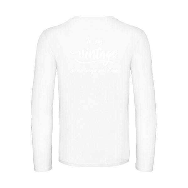 je suis vintage  - t shirt- manches- longues- original- humour- White impression Dos